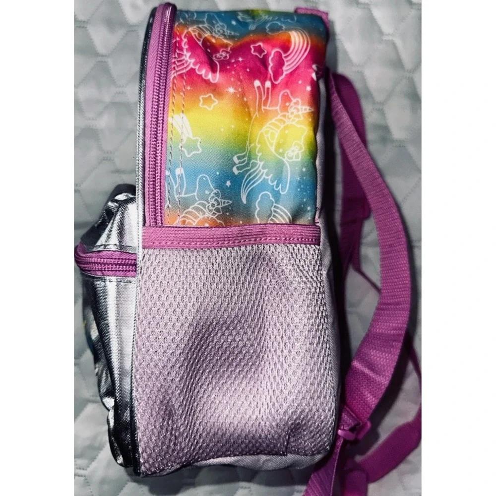Hello Kitty Unicorn‎ Mini Backpack Rainbow Silver Metallic Sanrio Girls Bag